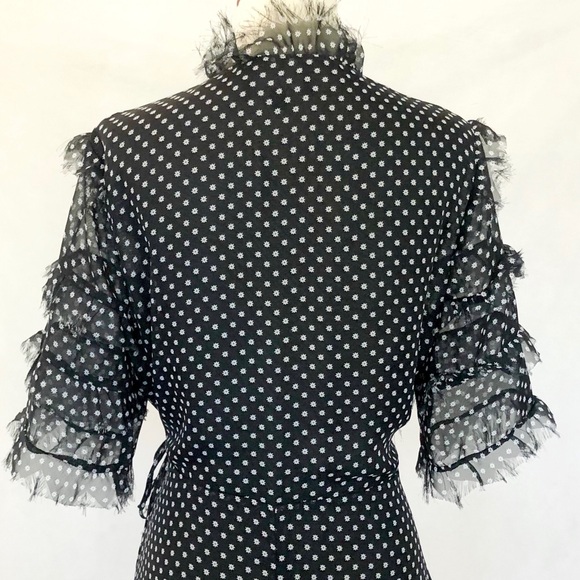 Lulu’s Black Polka Dot Chiffon Wrap Dress - Picture 5 of 8